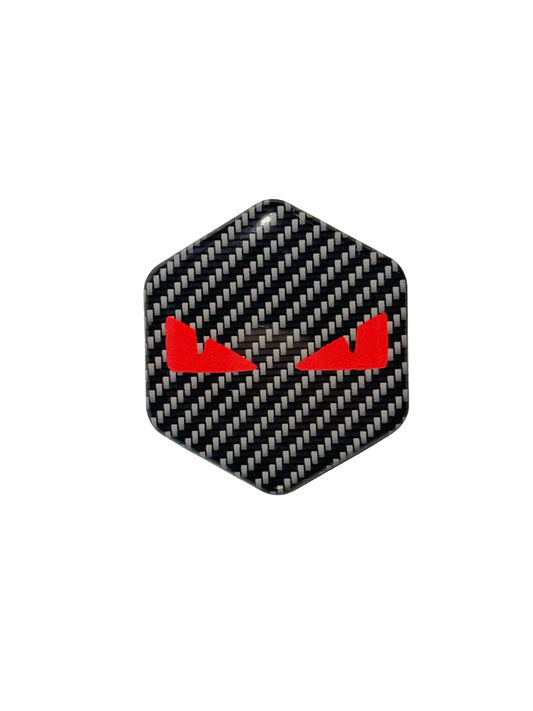 Piaggio Zip Carbon Look/Rode Boze Ogen Sticker – Carbon Look 3D Doming Logo | Scooter Accessoire