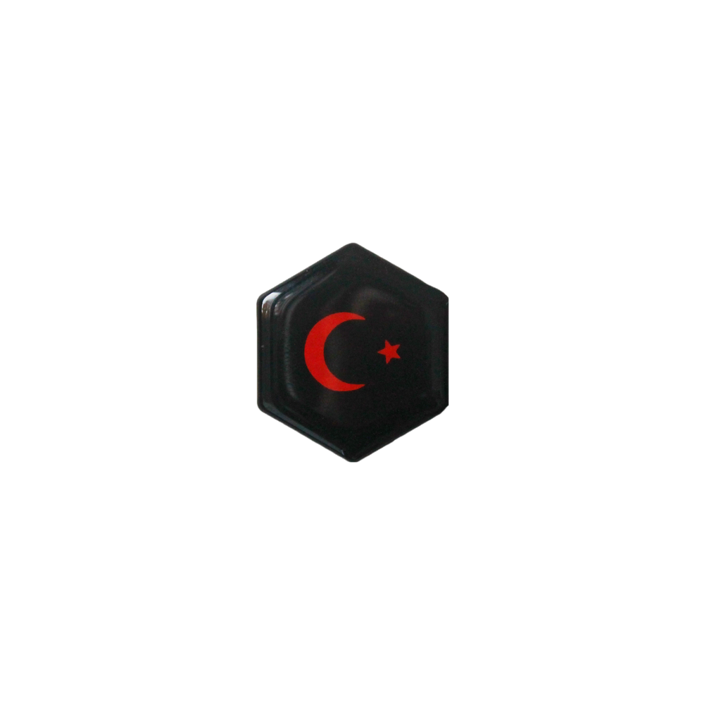 Piaggio Zip Turkse Vlag Sticker – Zwart/Rood 3D Doming Logo | Scooter Accessoire