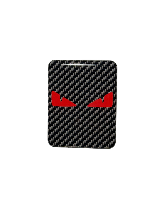 Vespa Carbon Look/Rode Boze Ogen Sticker – Carbon Look 3D Doming Logo | Scooter Accessoire