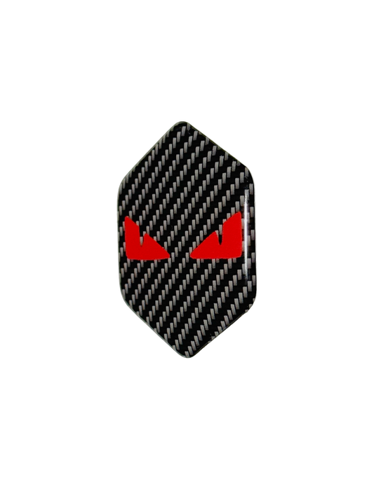 Piaggio Zip Carbon Look/Rode Boze Ogen Sticker – Carbon Look 3D Doming Logo | Scooter Accessoire